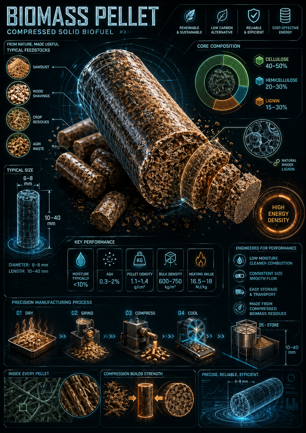 Holographic biomass pellet visualization